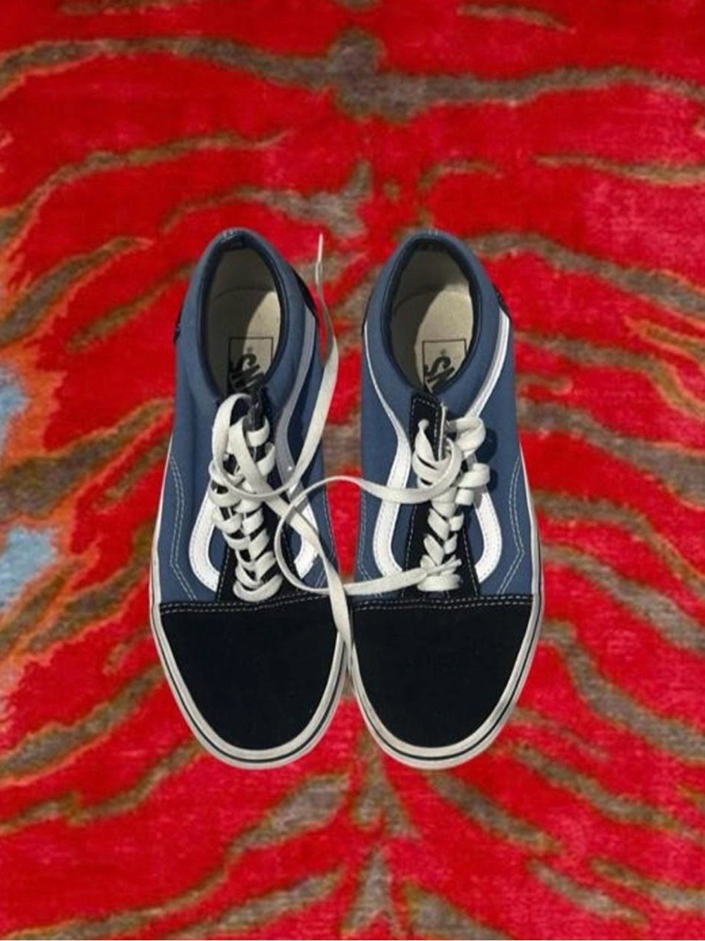Vans womens Blue and Black Low-Top Skate Sneakers